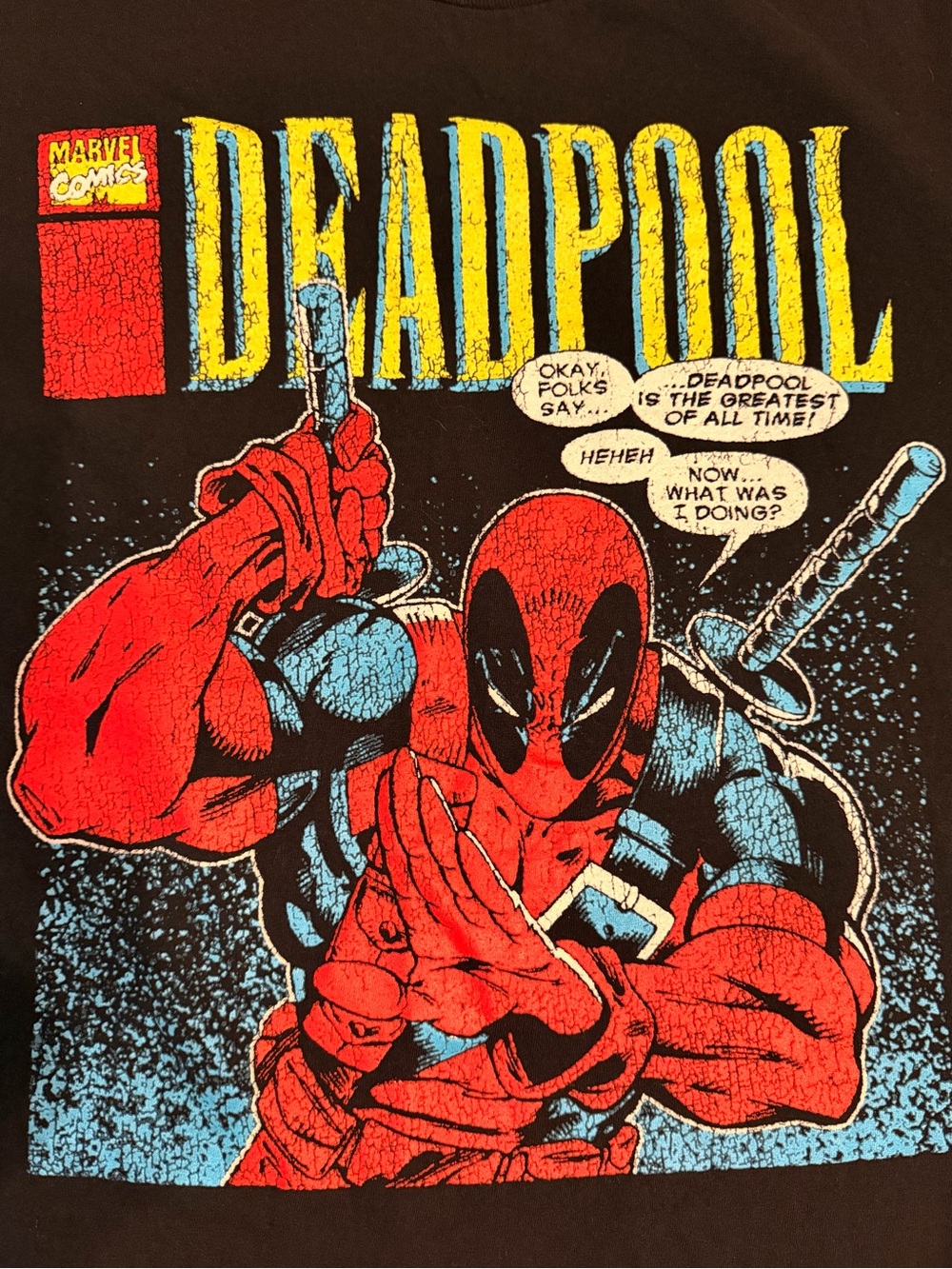 Cool Marvel Deadpool with classic vintage comic book style men’s medium black - Picture 3 of 5